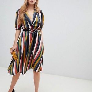 Boohoo Stripe Midi Dress
